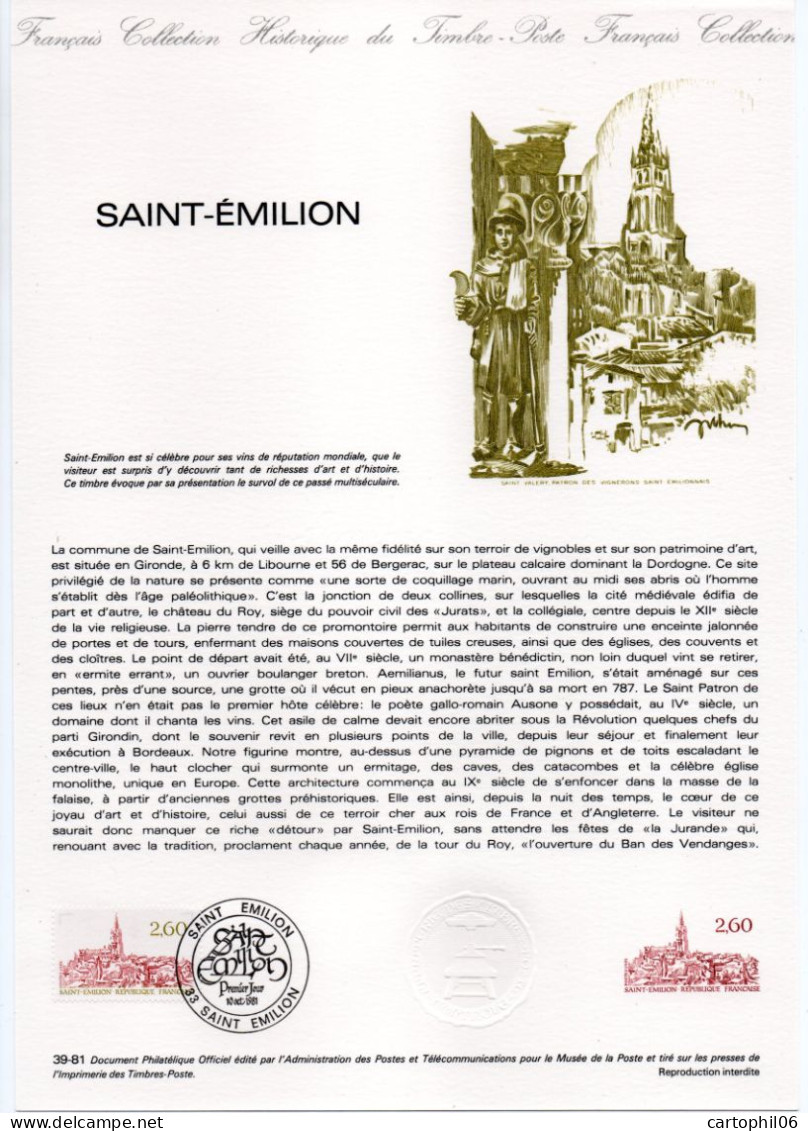 - Document Premier Jour SAINT-ÉMILION 10.10.1981 - - Postdokumente