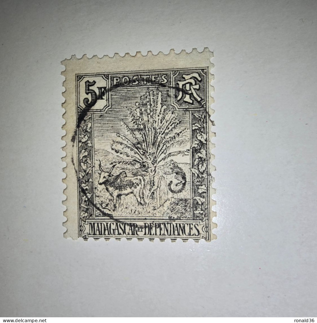 MADAGASCAR POSTES N° 77 5f Francs Noir Timbre Poste Francais Colonie Française Protectorat - Used Stamps