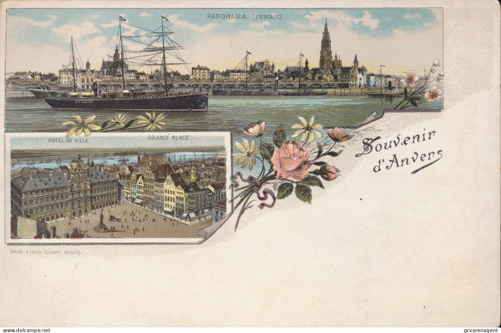 ANTWERPEN      SOUVENIR D'ANVERS      LITHOGRAPHIE         2 SCANS - Antwerpen