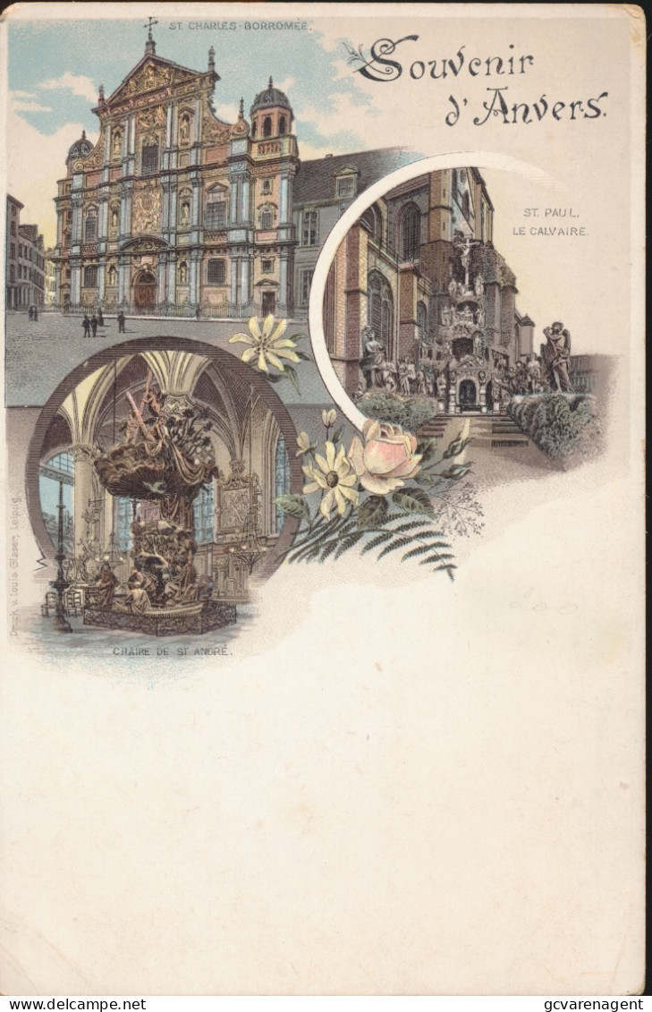 ANTWERPEN      SOUVENIR D'ANVERS      LITHOGRAPHIE         2 SCANS - Antwerpen