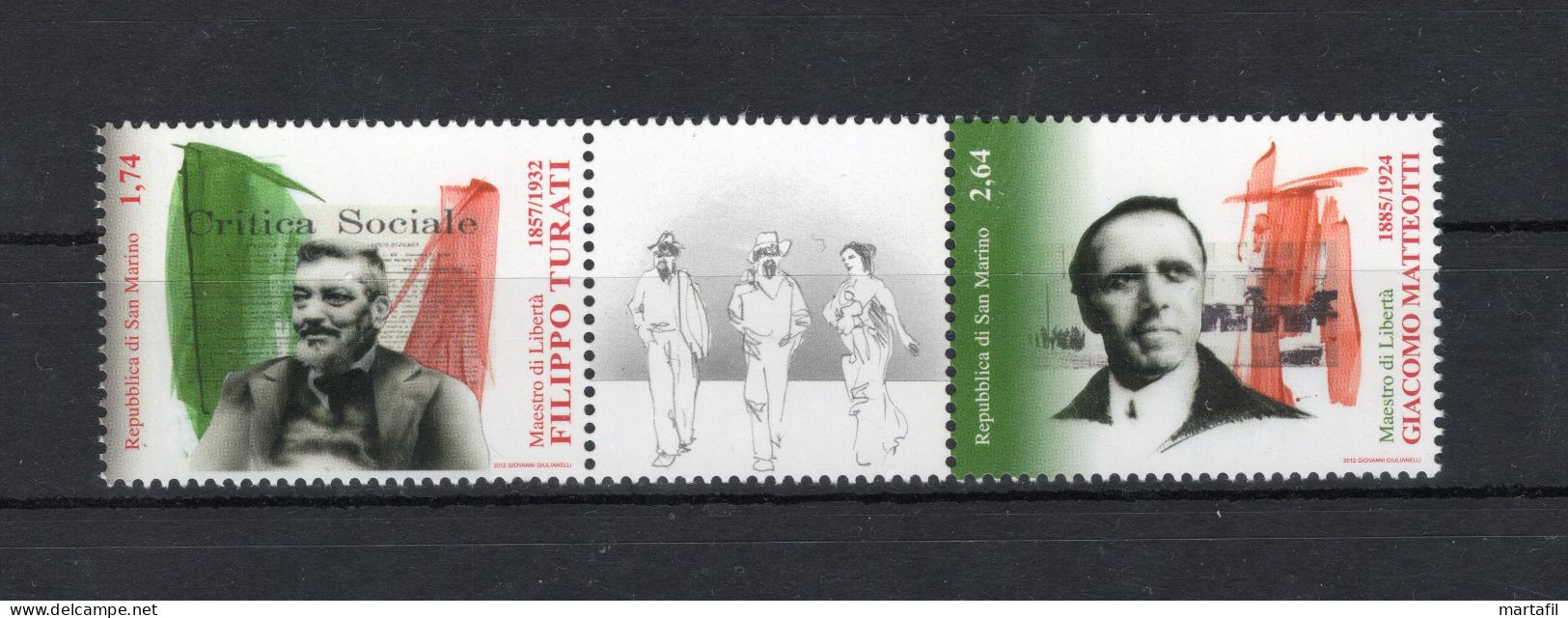2012 SAN MARINO SET MNH ** 2375/2376 Maestri Di Libertà, Giacomo Matteotti E Filippo Turati - Unused Stamps
