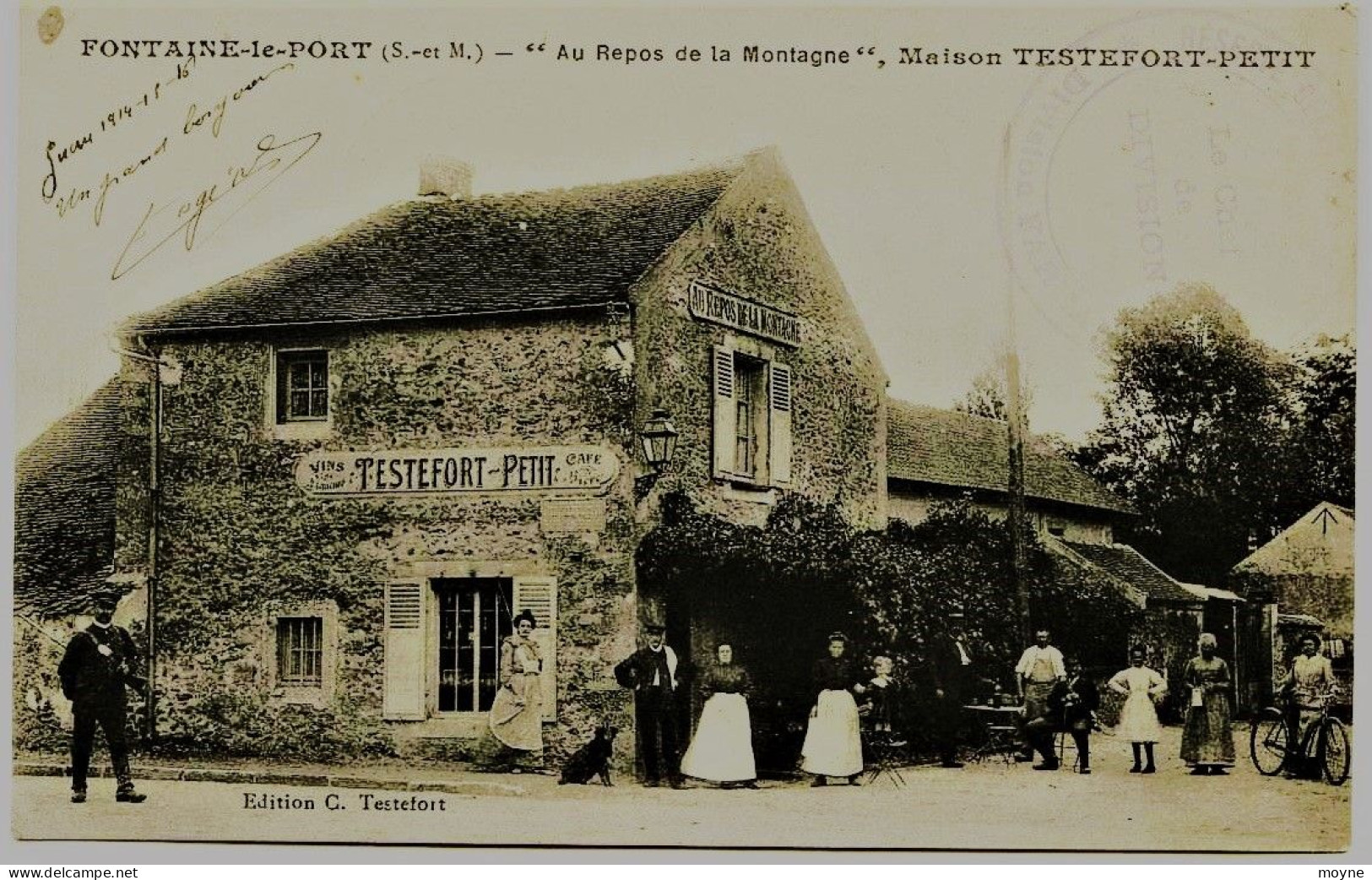 2401- FONTAINE LePORT - Maison  TESTEFORT-PETIT : CAFE RESTAURANT - Garde Chasse à Gauche-  ANIME--RARE Circulée En 1905 - Altri & Non Classificati