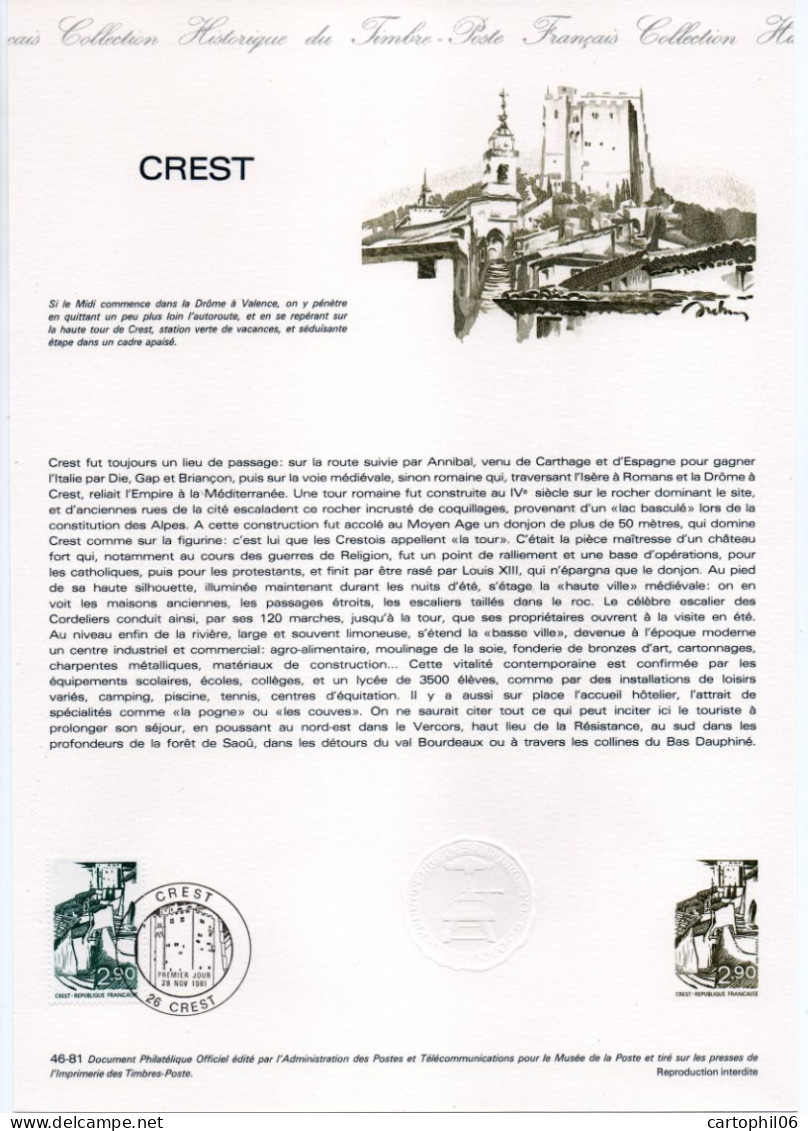 - Document Premier Jour CREST (Drôme) 28.11.1981 - - Documenten Van De Post