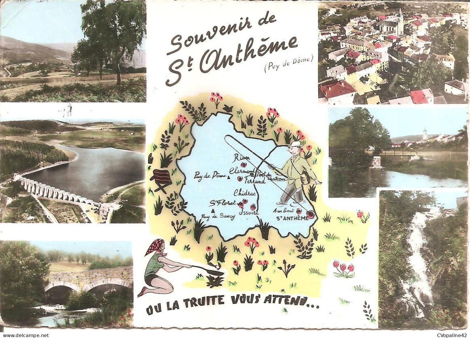 ST-ANTHEME (63) Souvenir De St-Anthème Ou La Truite Vous Attend - Carte Multivues - Blason  CPSM GF - Autres & Non Classés