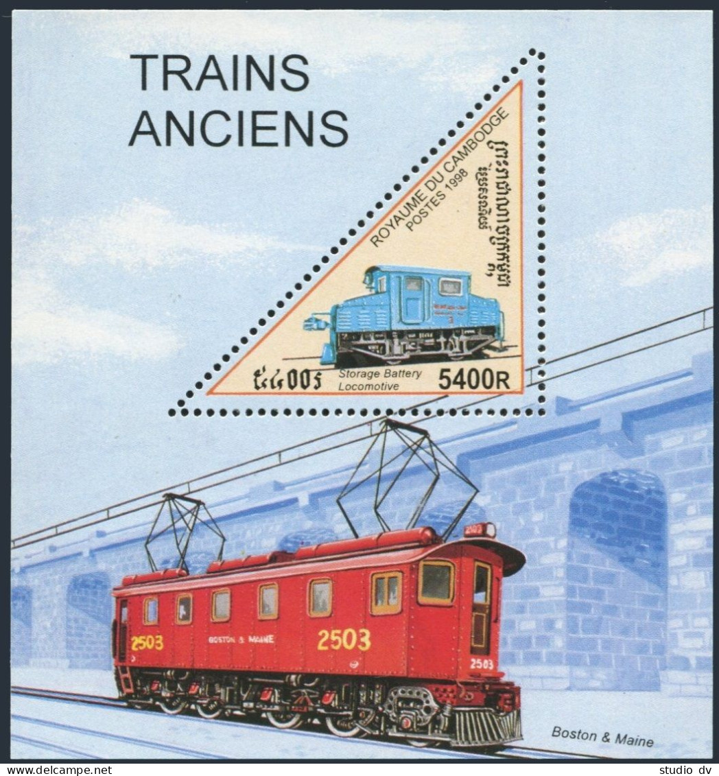 Cambodia 1730-1732 Ab,1733,MNH. Ancient Trains 1998.Storage Battery Locomotive. - Kambodscha