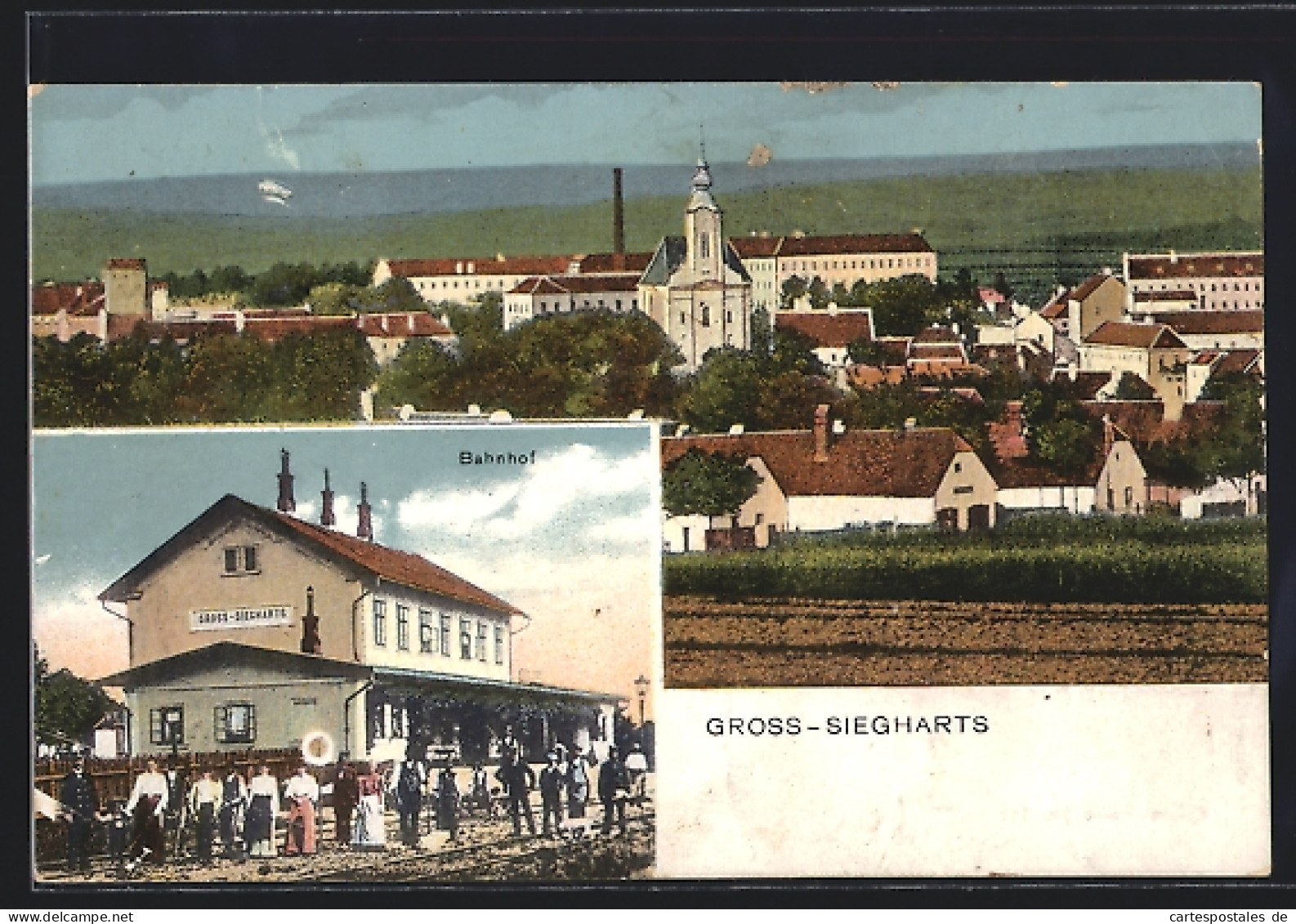 AK Gross-Siegharts, Am Bahnhof, Ortsansicht Mit Kirche  - Other & Unclassified