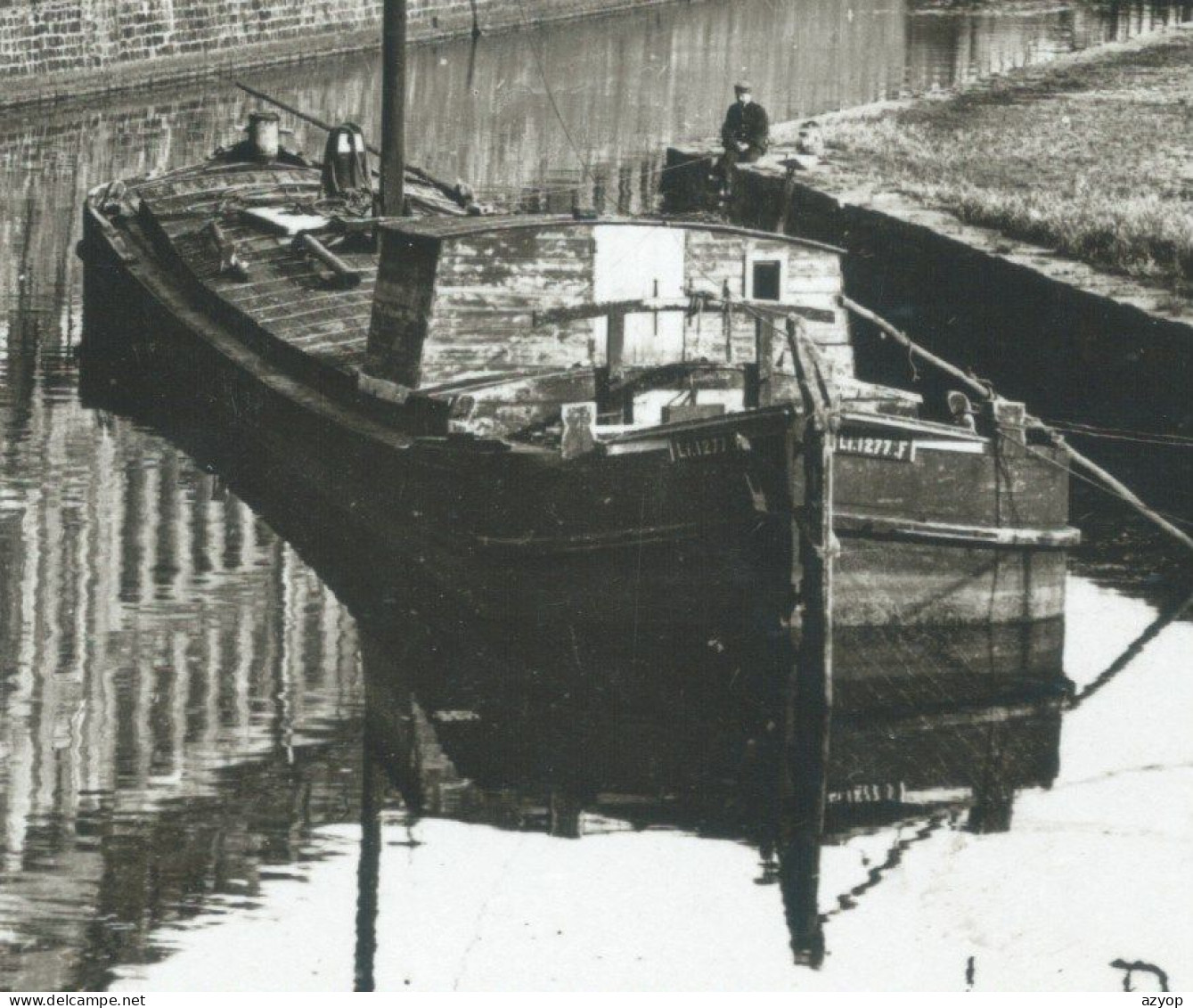 59 - LILLE - Carte Photo Allemande - Hopital Général - La DEULE - Péniche - Barge - Guerre 14/18 - 3 Scans - Lille