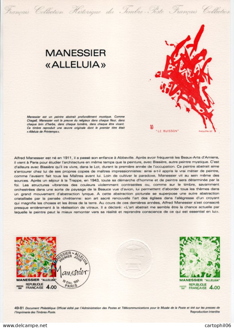 - Document Premier Jour ALFRED MANESSIER : ALLELUIA - PARIS 19.12.1981 - - Other & Unclassified