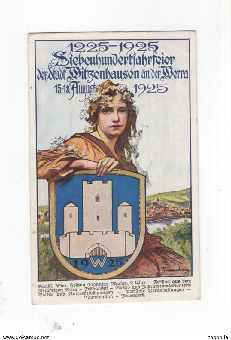 1925 Farbkarte Künstlerkarte Witzenhausen An Der Werra Siebenhundertjahrfeier Der Stadt Mit Sonderstempel - Witzenhausen