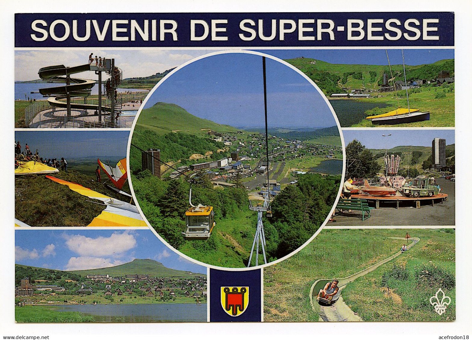 Souvenir De SUPER-BESSE - Jeux Aquatiques - Delta Plane - Vue Générale De La Station - Besse Et Saint Anastaise