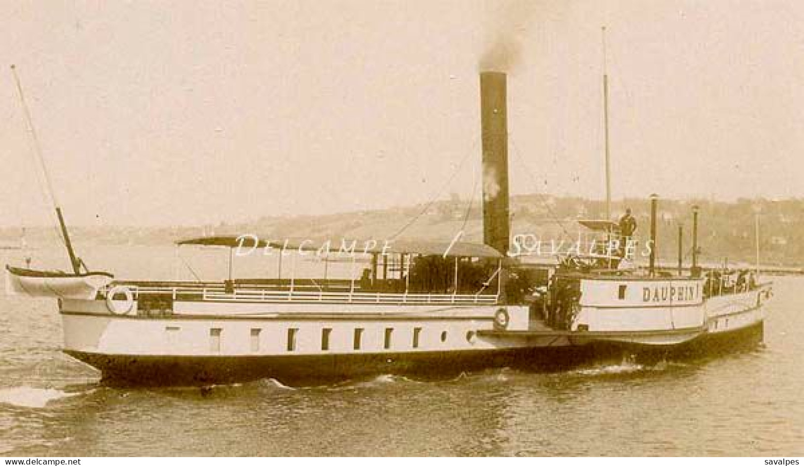 Suisse Lac Léman 1893 * Bateau à Vapeur « Dauphin »  * Photo Originale - Places