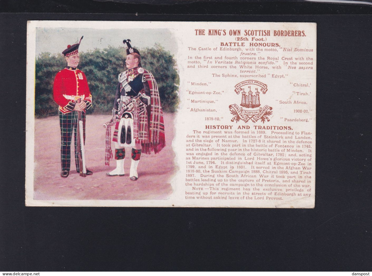 Grossbritannien AK The King's Own Scottish Borderers - Uniformes