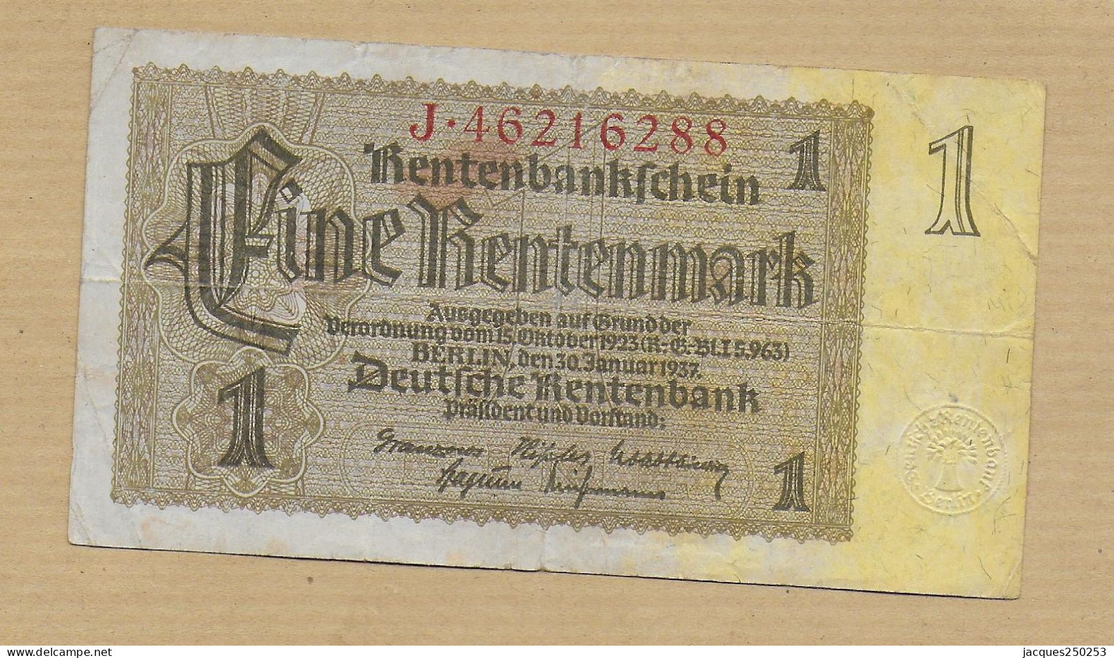 1 RENTENMARK 30-01-1937 - Verzamelingen