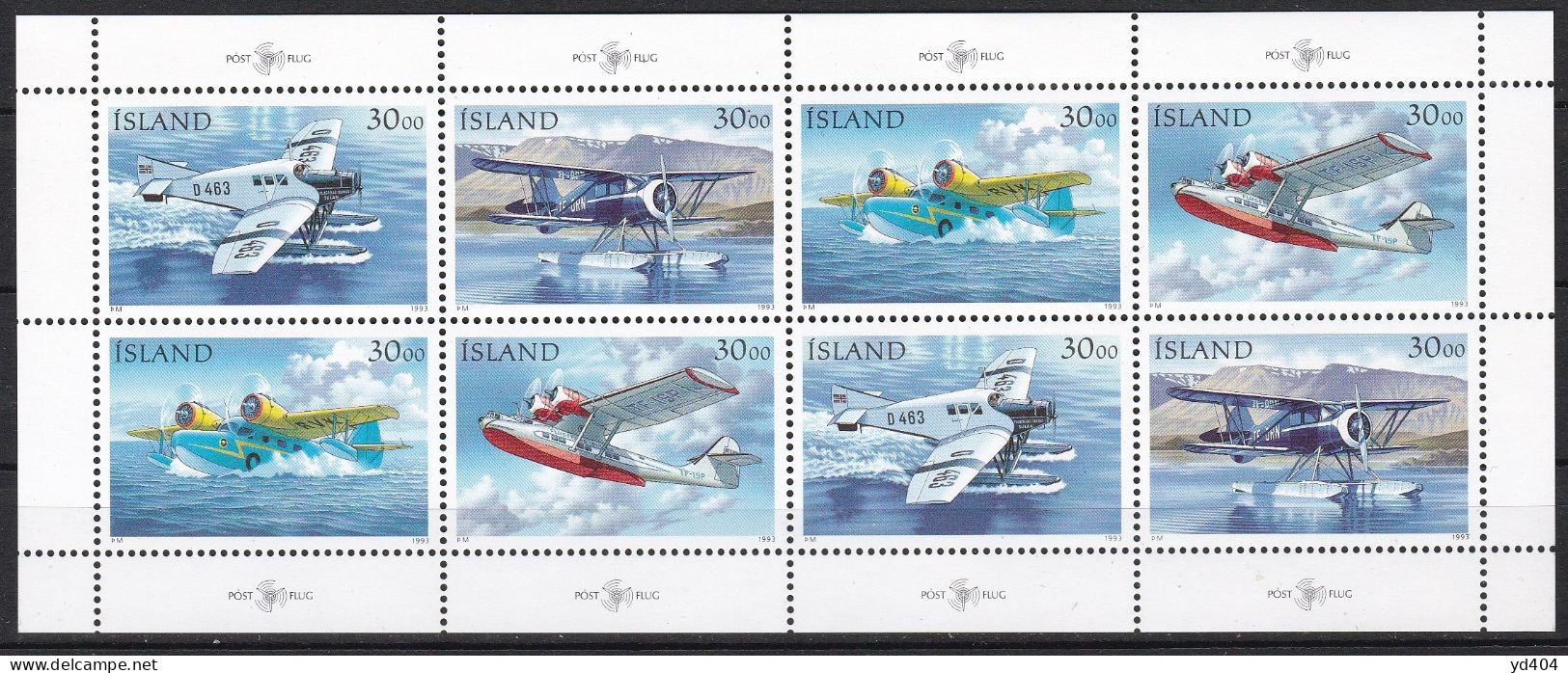 IS258– ISLANDE – ICELAND – 1993 – ICELANDIC POSTAL FLIGHTS – Y&T # 741/4(x2) MNH 22 € - Neufs