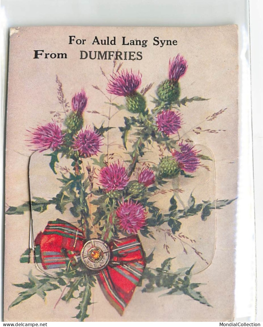 MIKIBP12-058- ROYAUME UNI ECOSSE FOR AULD LANG SYNE FROM DUMFRIES FLEURS CARTE SYSTEME - Dumfriesshire