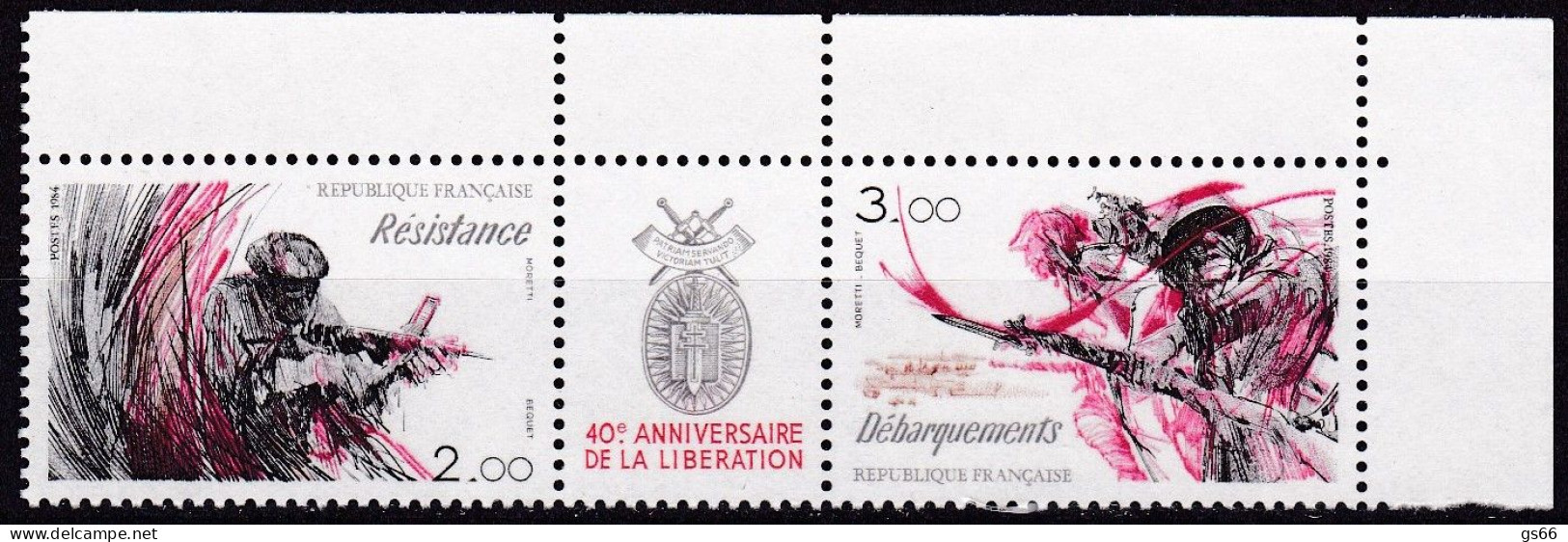 Frankreich, 1984, Mi.Nr. 2444/45, MNH **,  40. Jahrestag Der Befreiung. 40e Anniversaire De La Libération. - Ungebraucht
