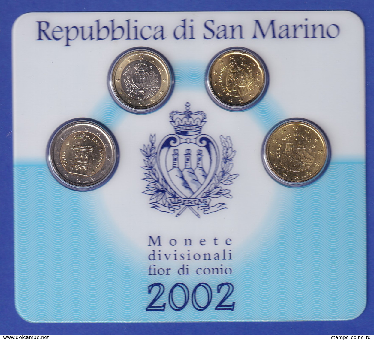 San Marino Euro-Kursmünzen-Satz Im Blister 2002 4 Nominale: 20-50-1€-2€ - Sonstige – Europa