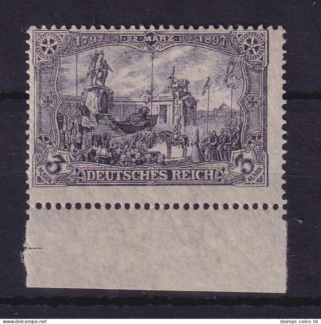 Dt. Reich 1918 - 3 Mark Kriegsdruck Mi.-Nr. 96BII Unterrandstück Postfrisch ** - Unused Stamps