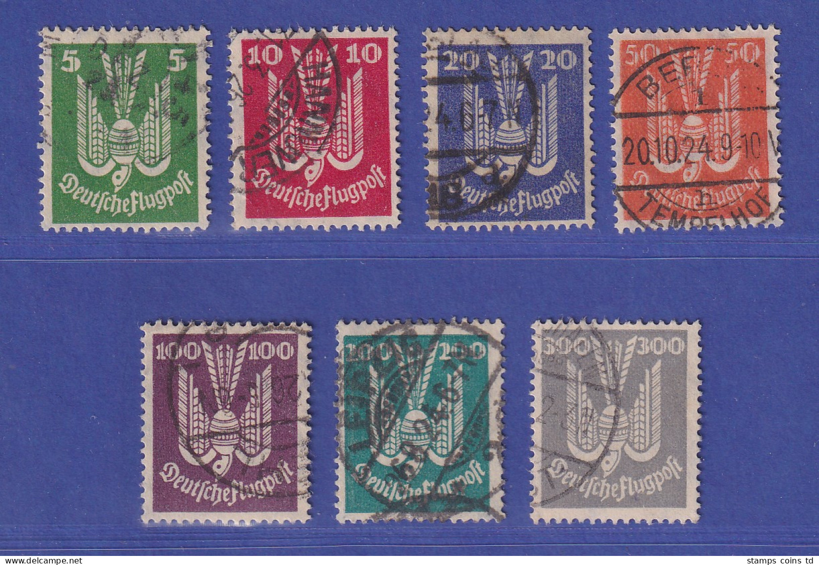 Dt. Reich 1924 Flugpostmarken Holztaube Mi.-Nr. 344-350 Gestempelt - Used Stamps