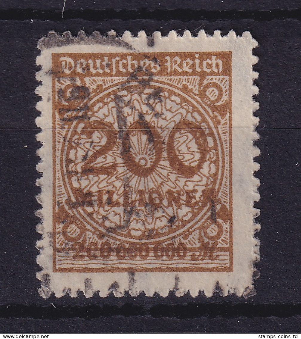 Dt. Reich 1923 Korbdeckelmuster 200 Mio. Mark  Mi.-Nr. 323B  O Gpr. INFLA  - Used Stamps