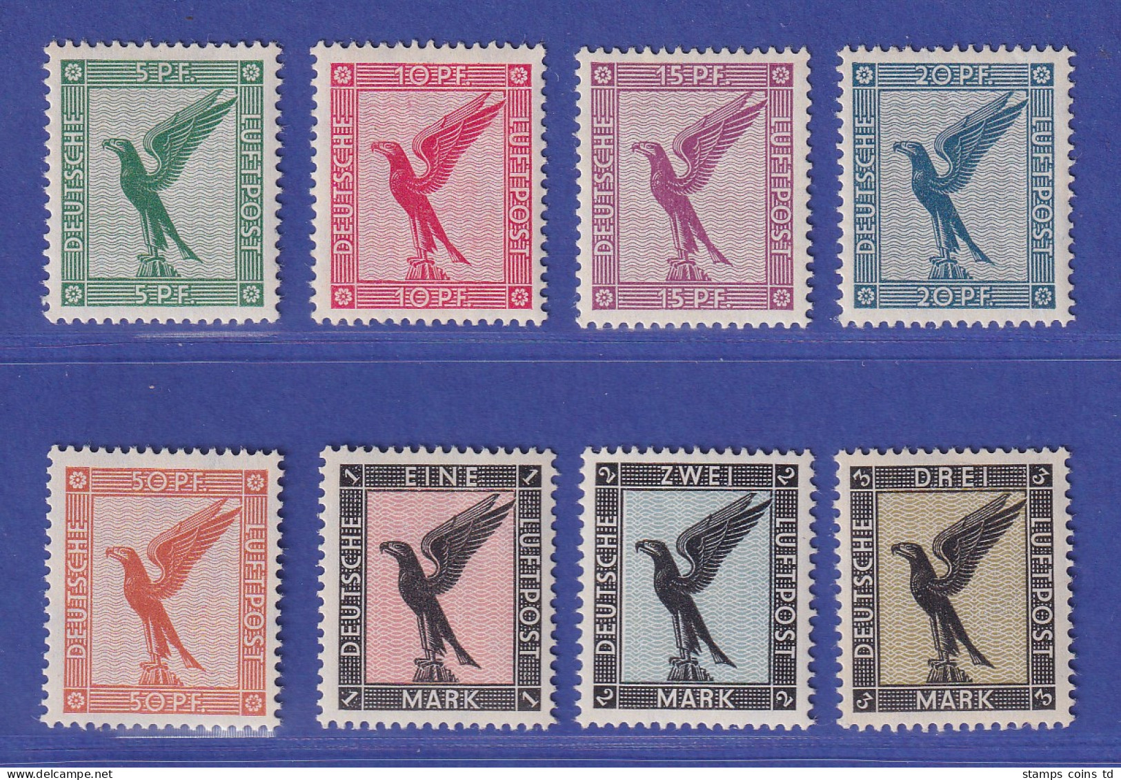 Dt. Reich 1926 Flugpostmarken Adler Mi.-Nr. 378-384 Ungebraucht * - Unused Stamps