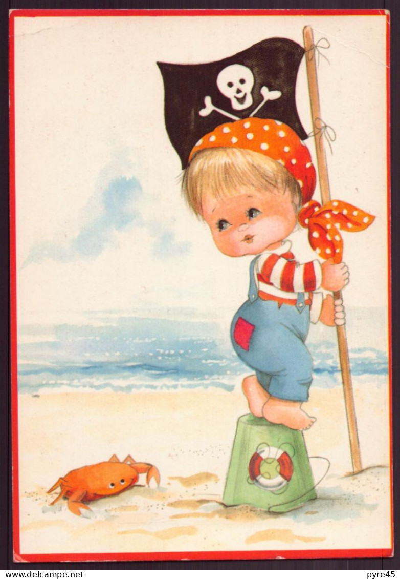 CPM " Enfant Sur Un Seau, Crabe Et Drapeau " - Andere & Zonder Classificatie