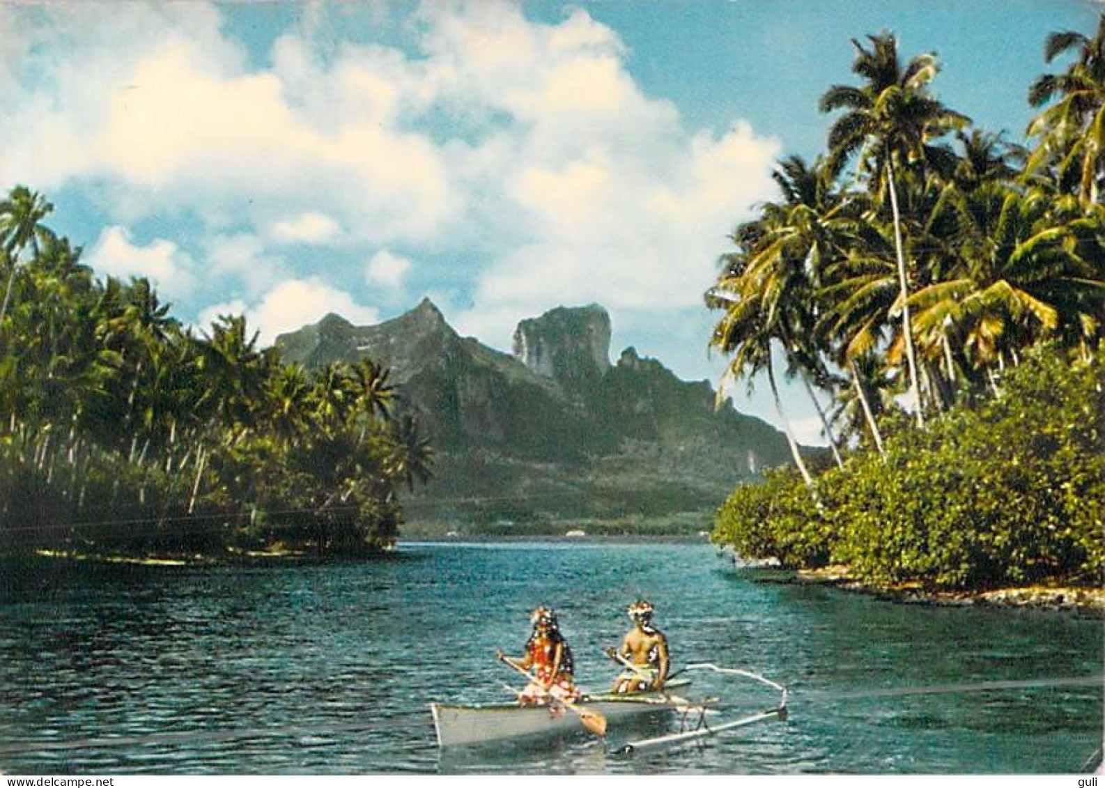 Polynésie Française- BORA-BORA Paysage Native Scene De BORA BORA Pirogue (B)(Erwin Christian Tahiti )*PRIX  FIXE - Polynésie Française