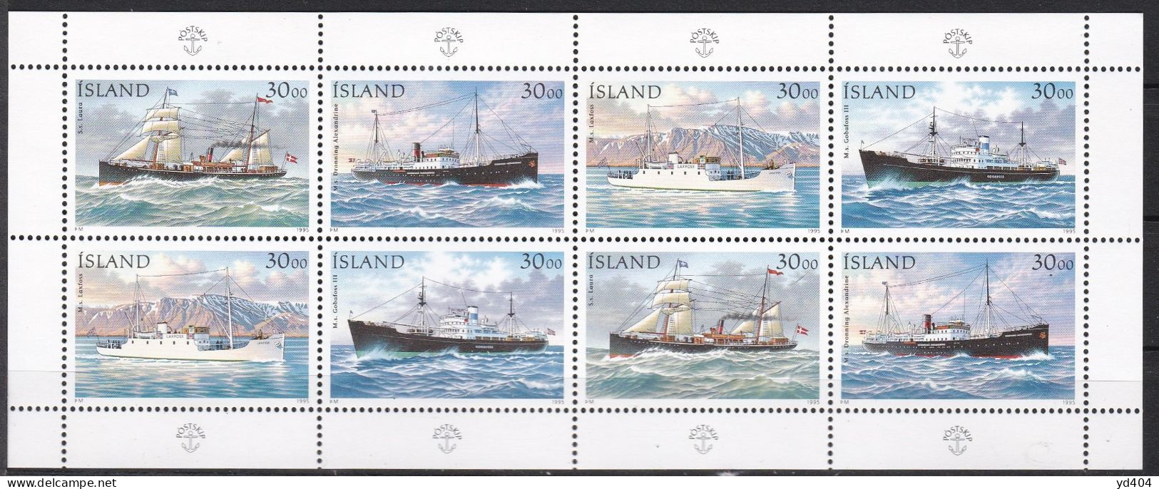 IS262– ISLANDE – ICELAND – 1995 – MAIL SHIPS – Y&T # 789/92(x2) MNH 14 € - Ongebruikt