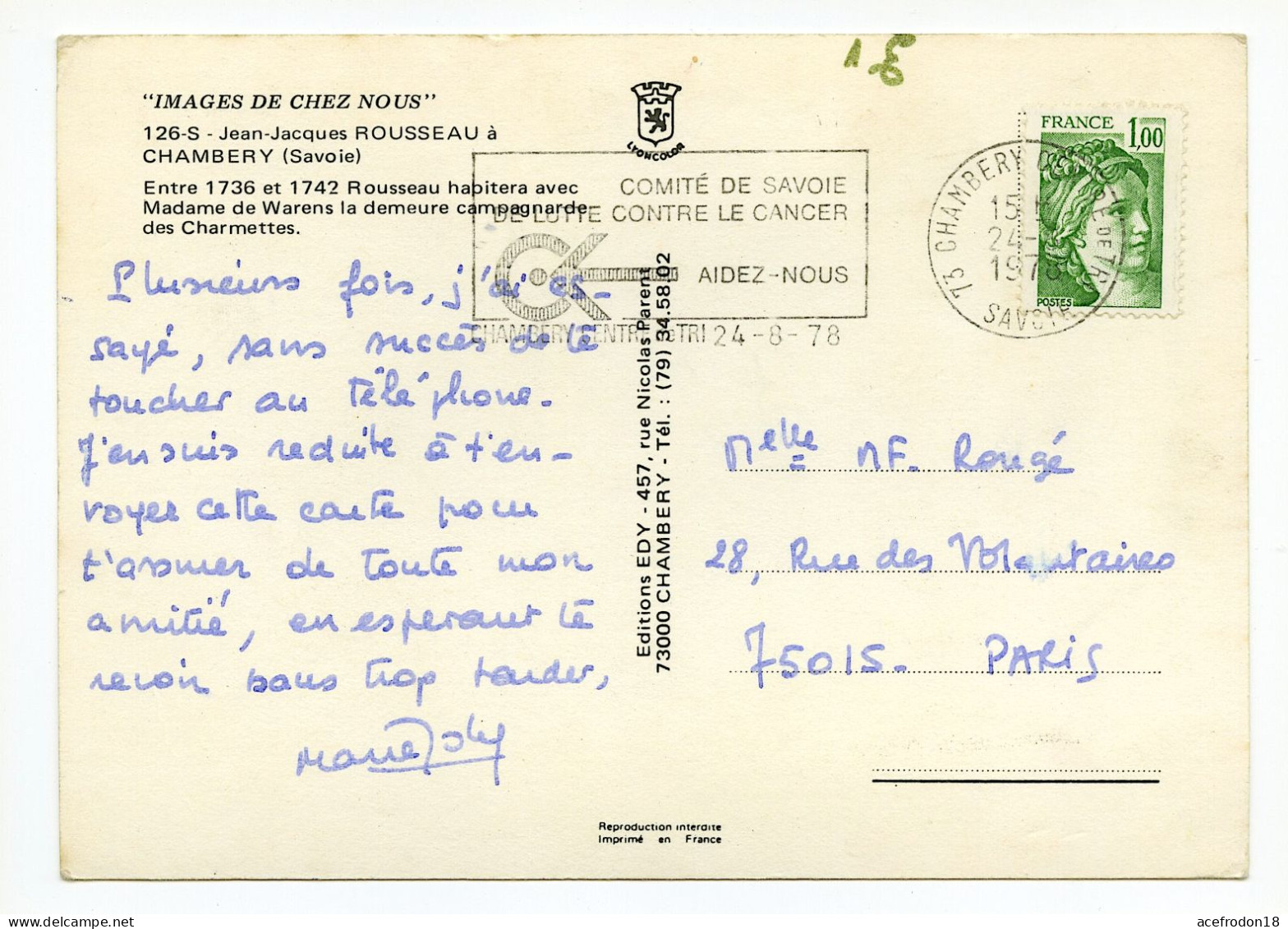 Jean-Jacques ROUSSEAU à CHAMBERY - Chambery