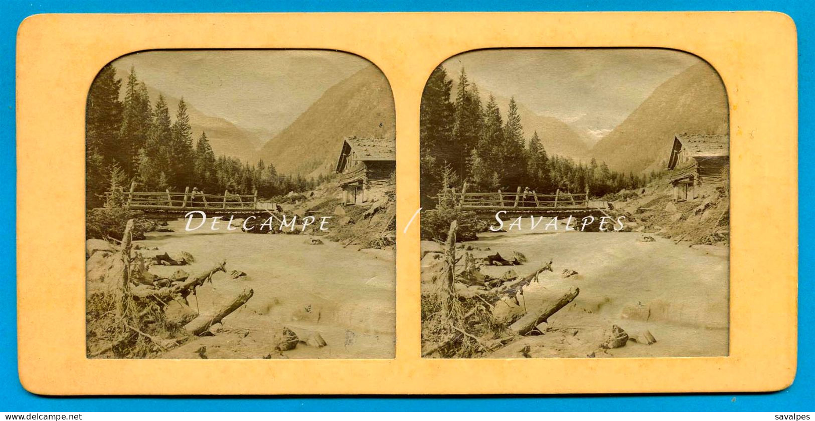 Autriche Tyrol à Situer * Photo Stéréoscopique Colorisée Par Transparence (cygnes) Vers 1860/65 - Stereoscopic