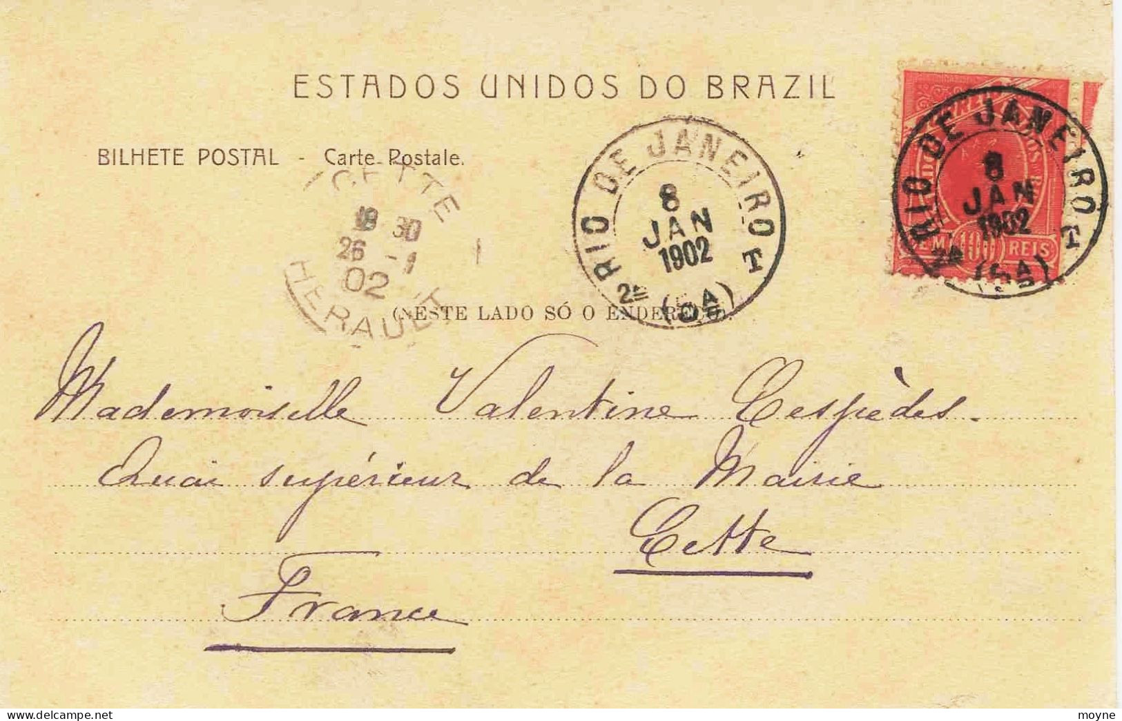 2412 -   LEMBRANCA  DE  PETROPOLIS   - Cachets De RIO De JANEIRO 8 Janvier 1902   Circulée En 1902 - Rio De Janeiro