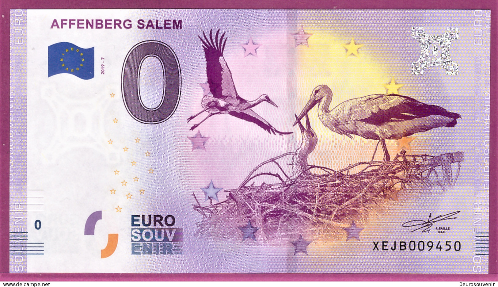 0-Euro XEJB 2019-7 AFFENBERG SALEM - STÖRCHE - Private Proofs / Unofficial