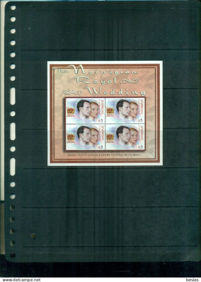 S.VINCENT NOCES DU PRINCE DE NORVEGE 1 MINI-FEUILLE DE 4 TIMBRES NEUFS  A PARTIR DE 3.50 EUROS - St.Vincent (1979-...)