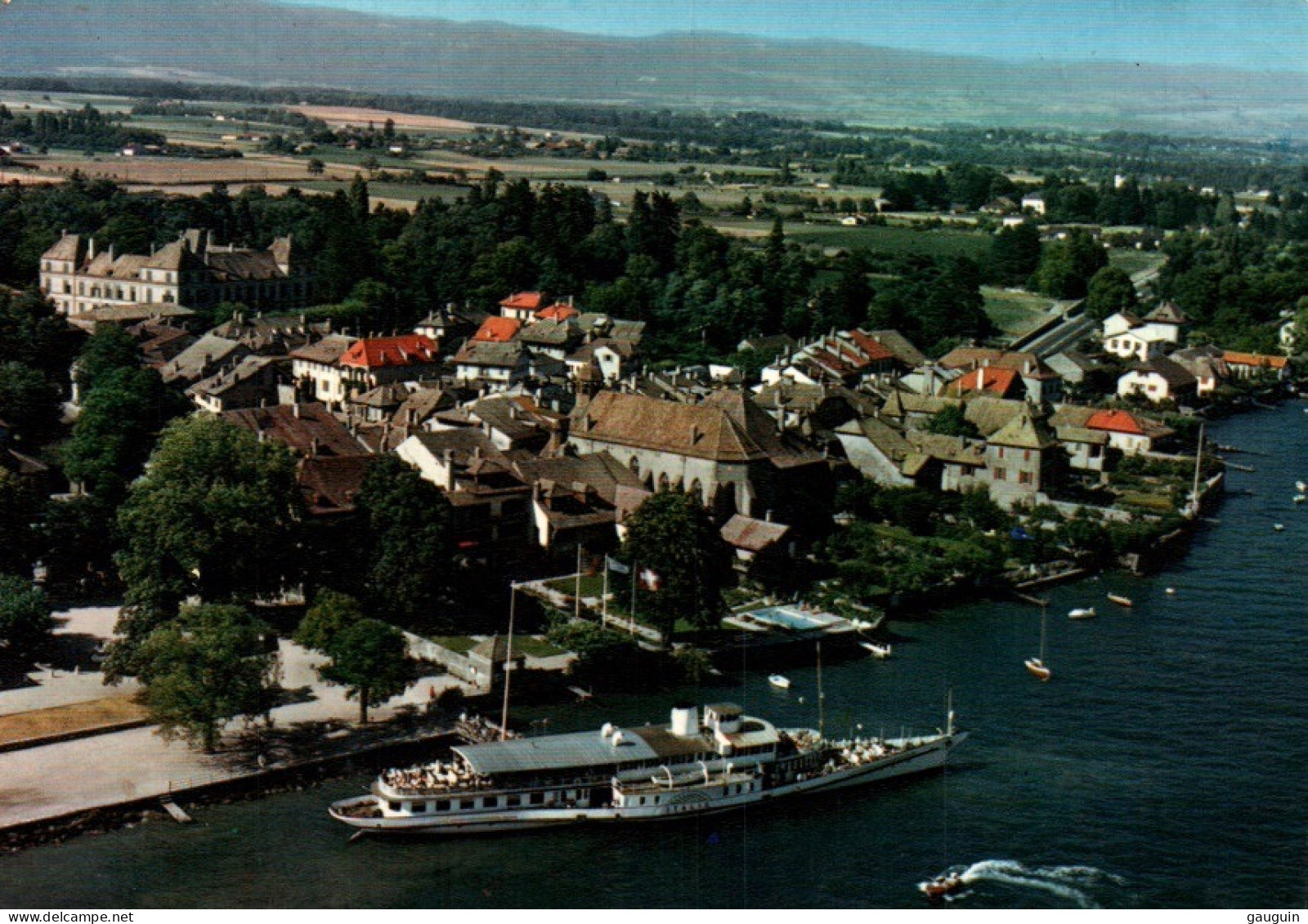 CPM - COPPET - Vue Aérienne De La Ville Et Château De Mme De Staël (bateau D'excursion) ... Edition Jaeger Cie - Coppet