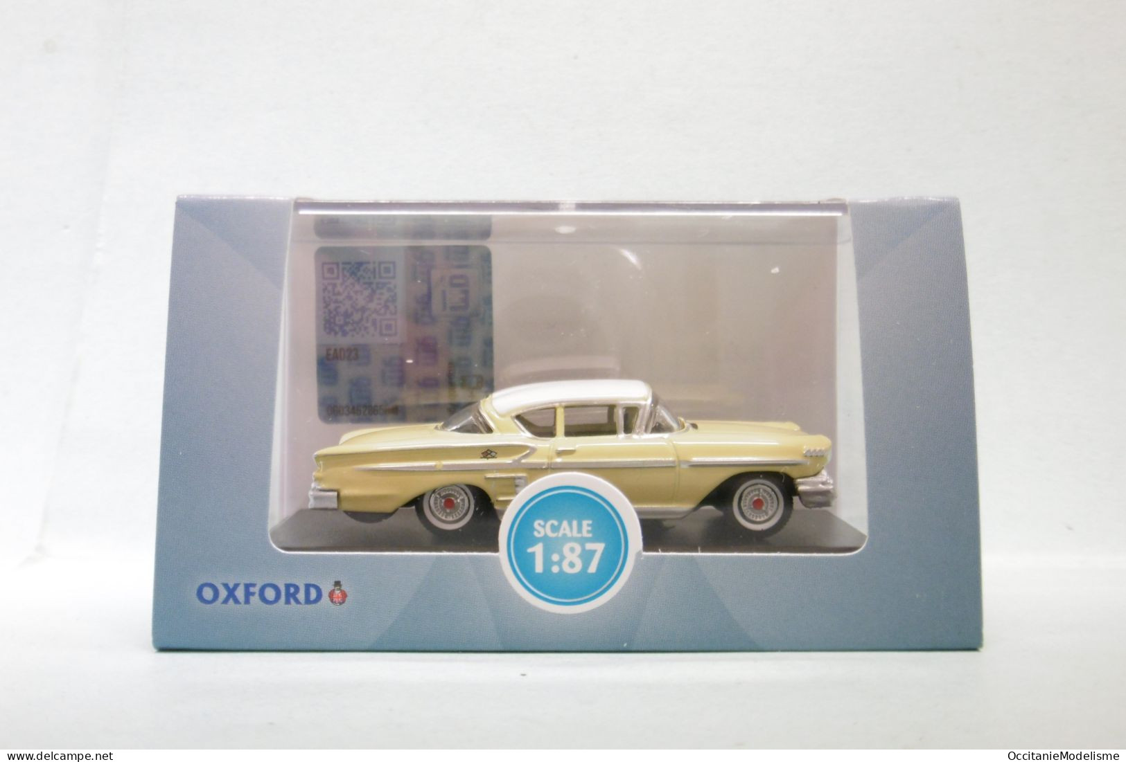 Oxford - CHEVROLET IMPALA SPORT COUPE 1958 Jaune Voiture US Neuf HO 1/87 - Véhicules Routiers