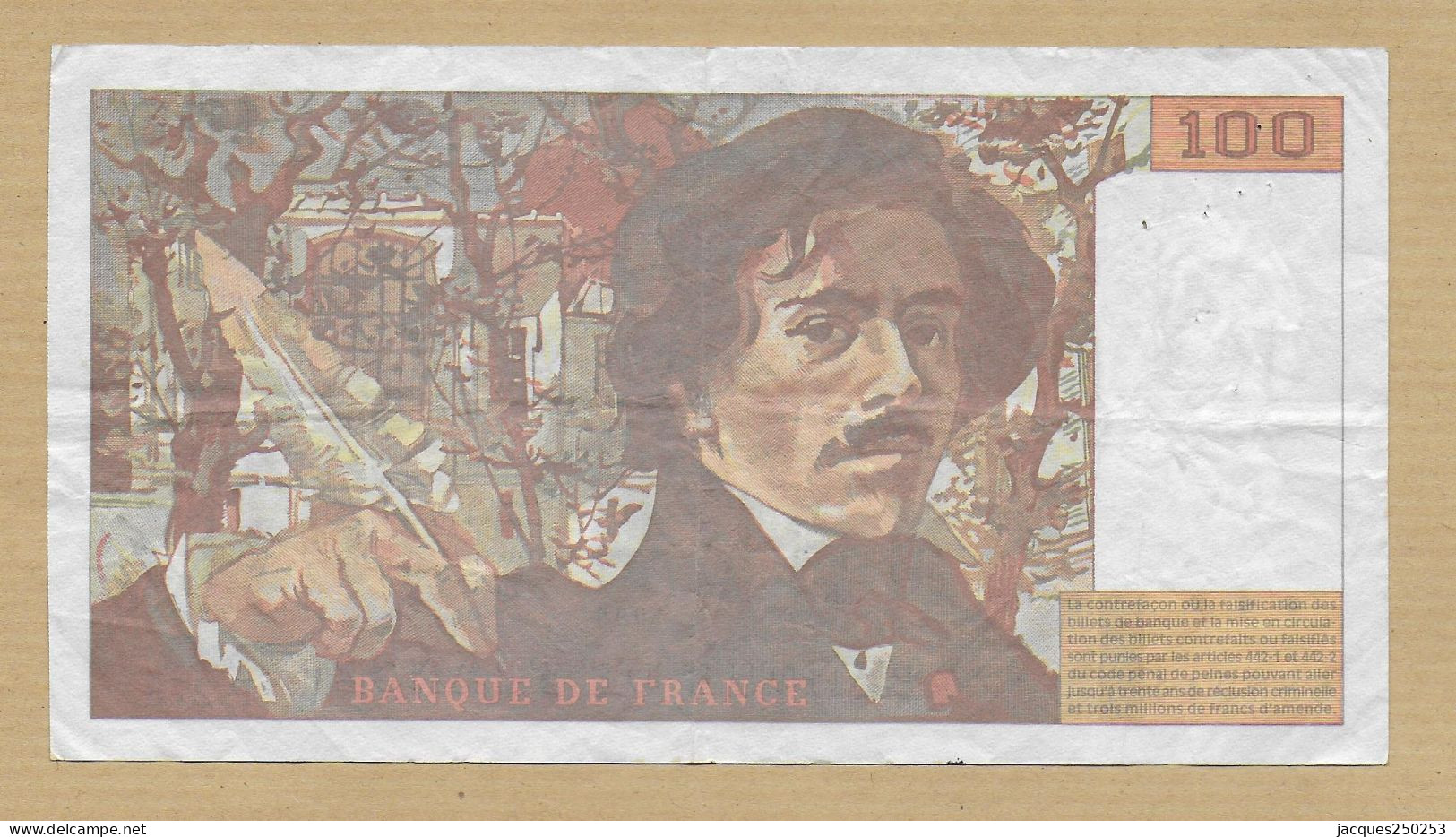 100 FRANCS DELACROIX 1995 - 100 F 1978-1995 ''Delacroix''