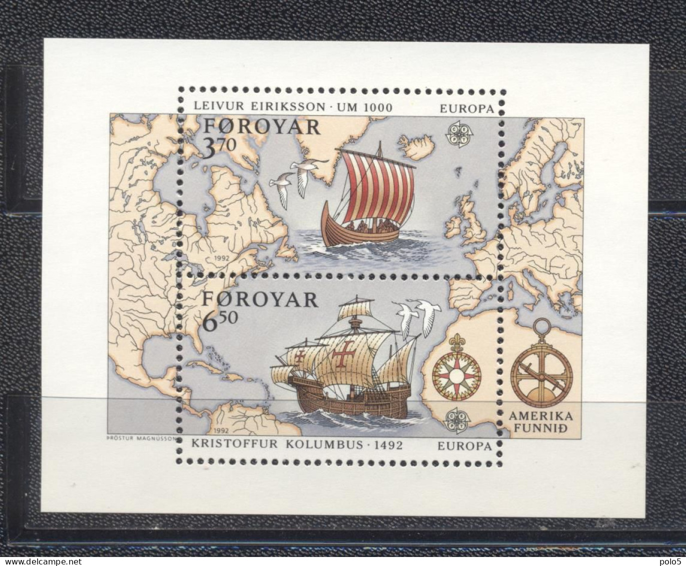Iles Féroé 1992-Europa: The 500 Th Anniversary Of The Discovery Of America M/Sheet - Faroe Islands