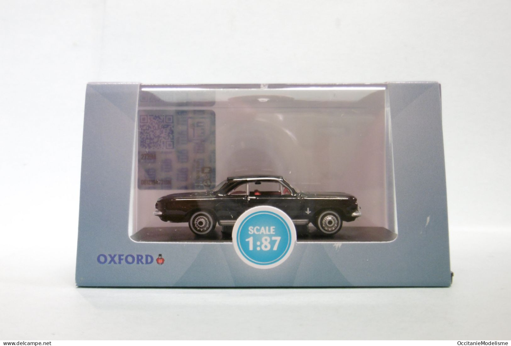 Oxford - CHEVROLET CORVAIR COUPE 1963 Noir Jaune Voiture US Neuf HO 1/87 - Strassenfahrzeuge