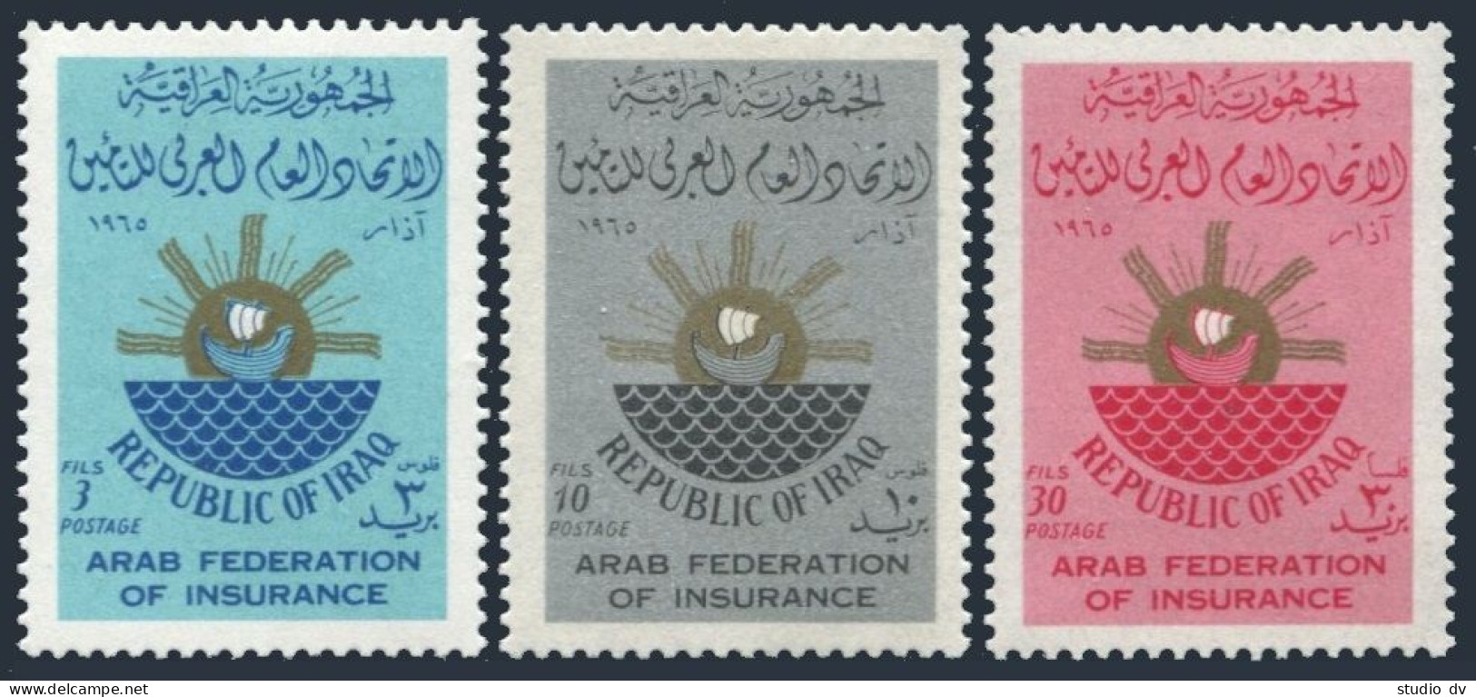 Iraq 369-371, MNH. Michel 405-407. Arab Federation Of Insurance, 1965. Emblems. - Iraq
