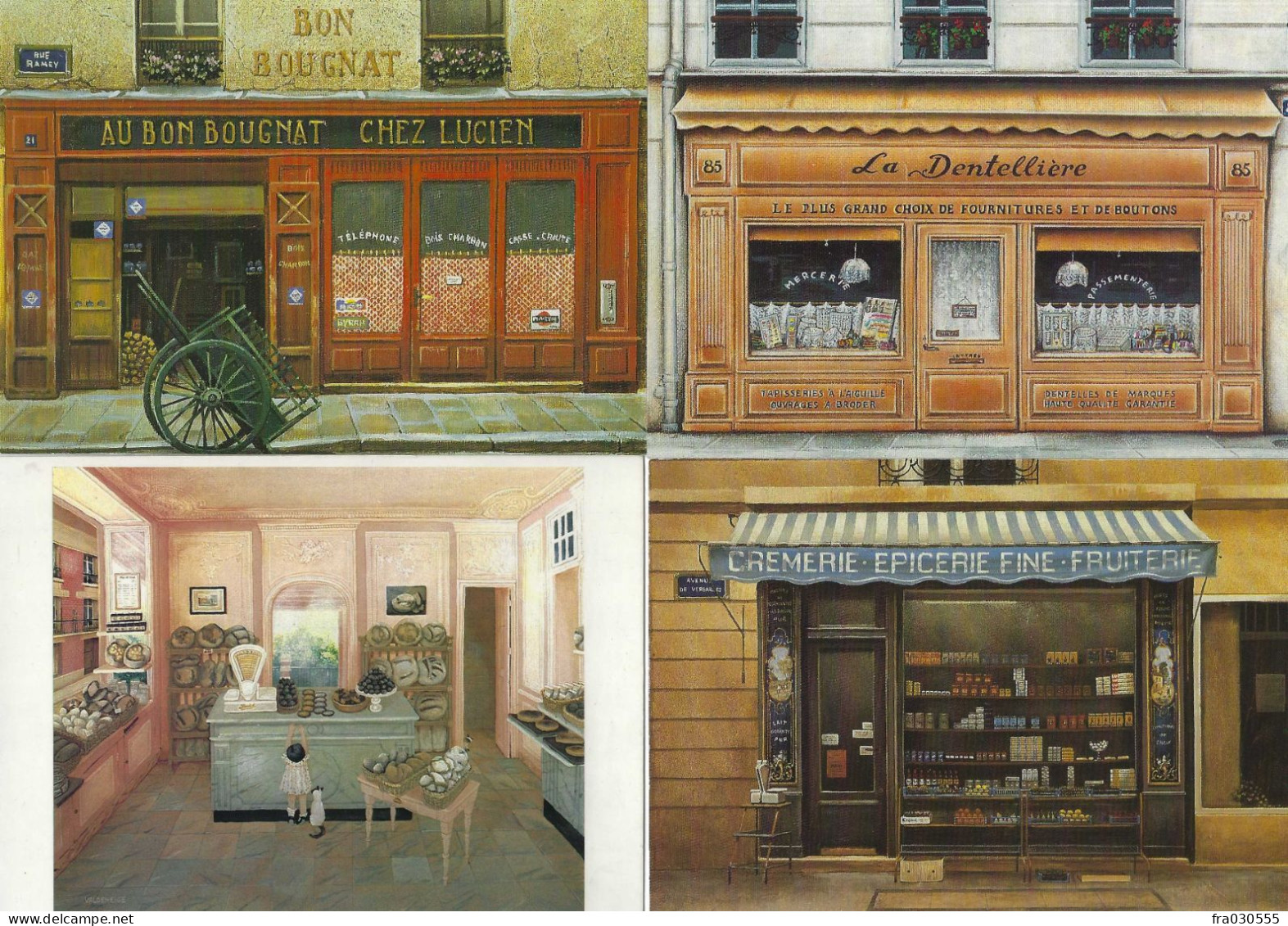 DEVENTURES DE MAGASINS - VITRINES - Lot De 4 CPSM - A. Renoux, F. Da Cunha, M. Valdeneige - Peintures & Tableaux