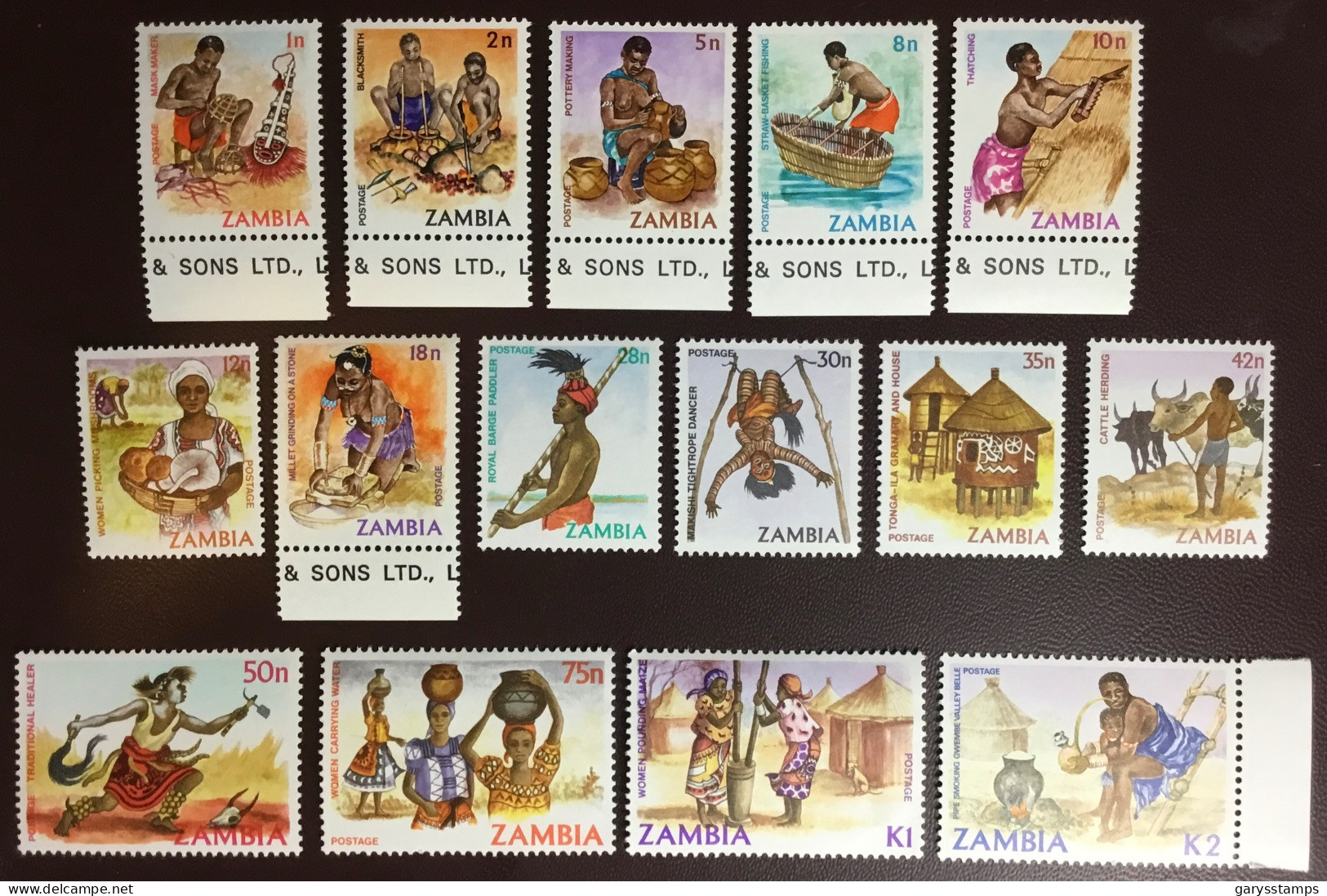 Zambia 1981 - 1983 Native Crafts Definitives Set MNH - Zambia (1965-...)
