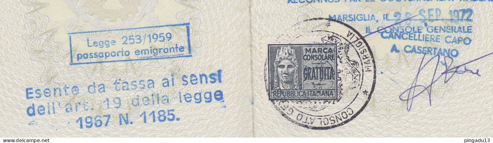 Passaporto Residente In Tunisia Marca Consolare Gratuita Concessione Gratuita Del Passaporto 14 Mai 1963 Tunis - Revenue Stamps