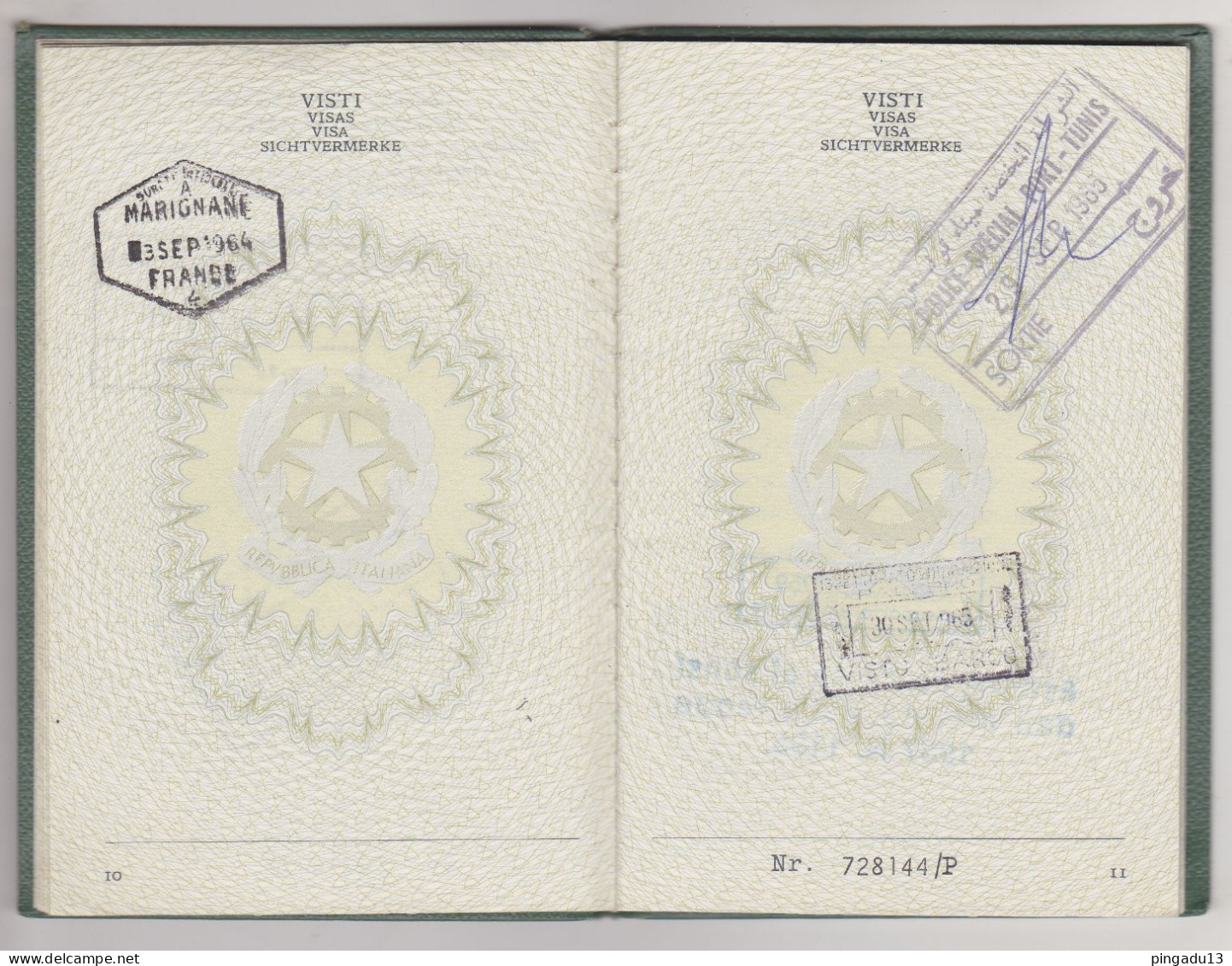 Passaporto Residente in Tunisia Marca consolare gratuita Concessione gratuita del passaporto 14 mai 1963 Tunis