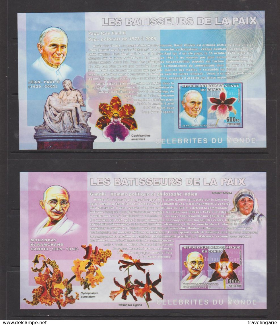 Democratic Republic Of Congo 2006 Builders Of Peace S/S Set IMPERFORATE MNH ** - Ungebraucht