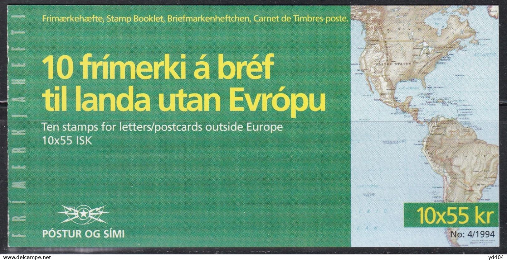 IS667B – ISLANDE - ICELAND - BOOKLETS - 1994 - EUROPA - Y&T # C754 MNH 25 € - Carnets