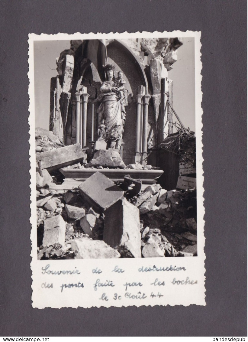 Carte Photo Guerre 39-45 Bar Le Duc Pont Et Chapelle Notre Dame Après Destruction Par Les Allemands Le 30 Aout 1944 - Bar Le Duc