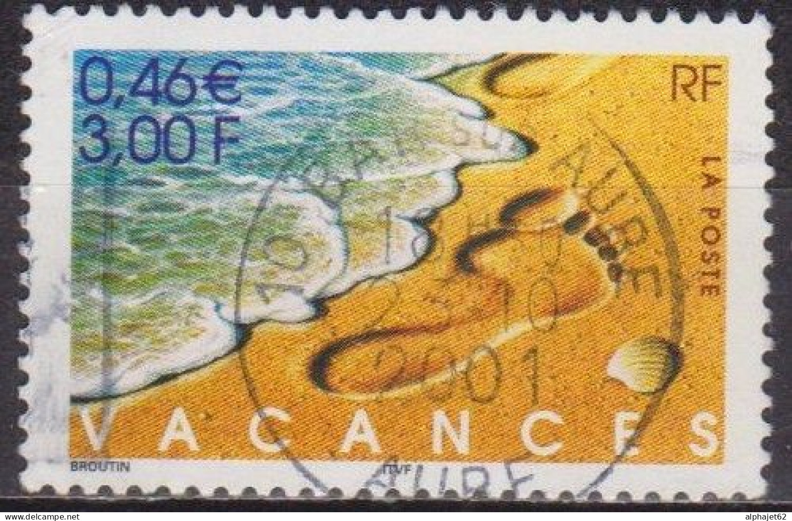 Vacances - FRANCE - Pas Dans Le Sable, Mer - N° 3399 - 2001 - Used Stamps