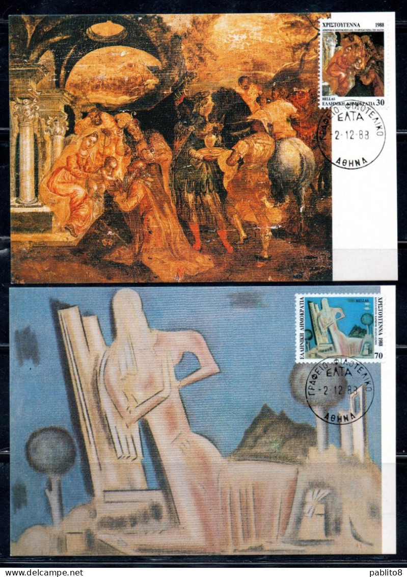 GREECE GRECIA HELLAS 1988 CHRISTMAS NATALE NOEL NAVIDAD WEIHNACHTEN NATAL COMPLETE SET SERIE MAXI MAXIMUM CARD CARTE - Maximumkaarten