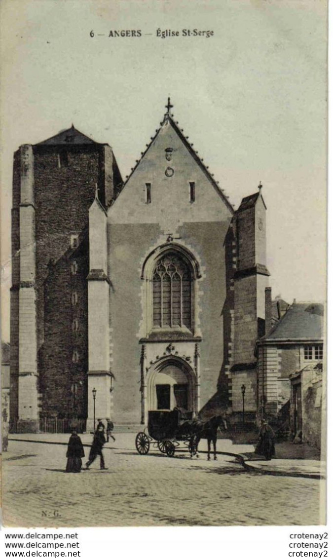 49 ANGERS N°6 Eglise Saint Serge Animée Bel Attelage Cheval Calèche - Angers