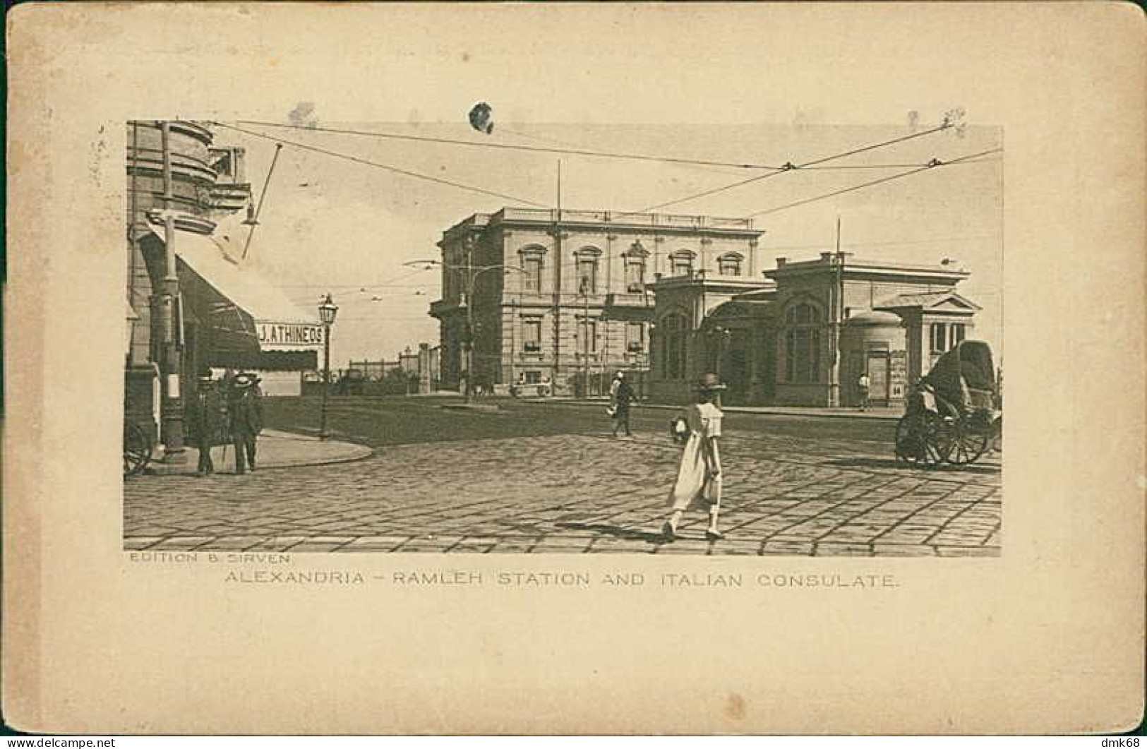 EGYPT - ALEXANDRIA / ALEXANDRIE - RAMLEH STATION AND ITALIAN CONSULATE - EDITION SIRVEN - MAILED / STAMP - 1920s (12635) - Alexandrie